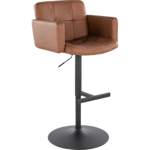 Stout Adjustable Swivel Bar Stool & Black Metal & Camel Leatherette